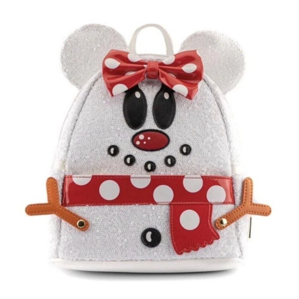 Loungefly Disney Snowman Minnie Mouse Sequin Cosplay Mini Backpack NWT​​
